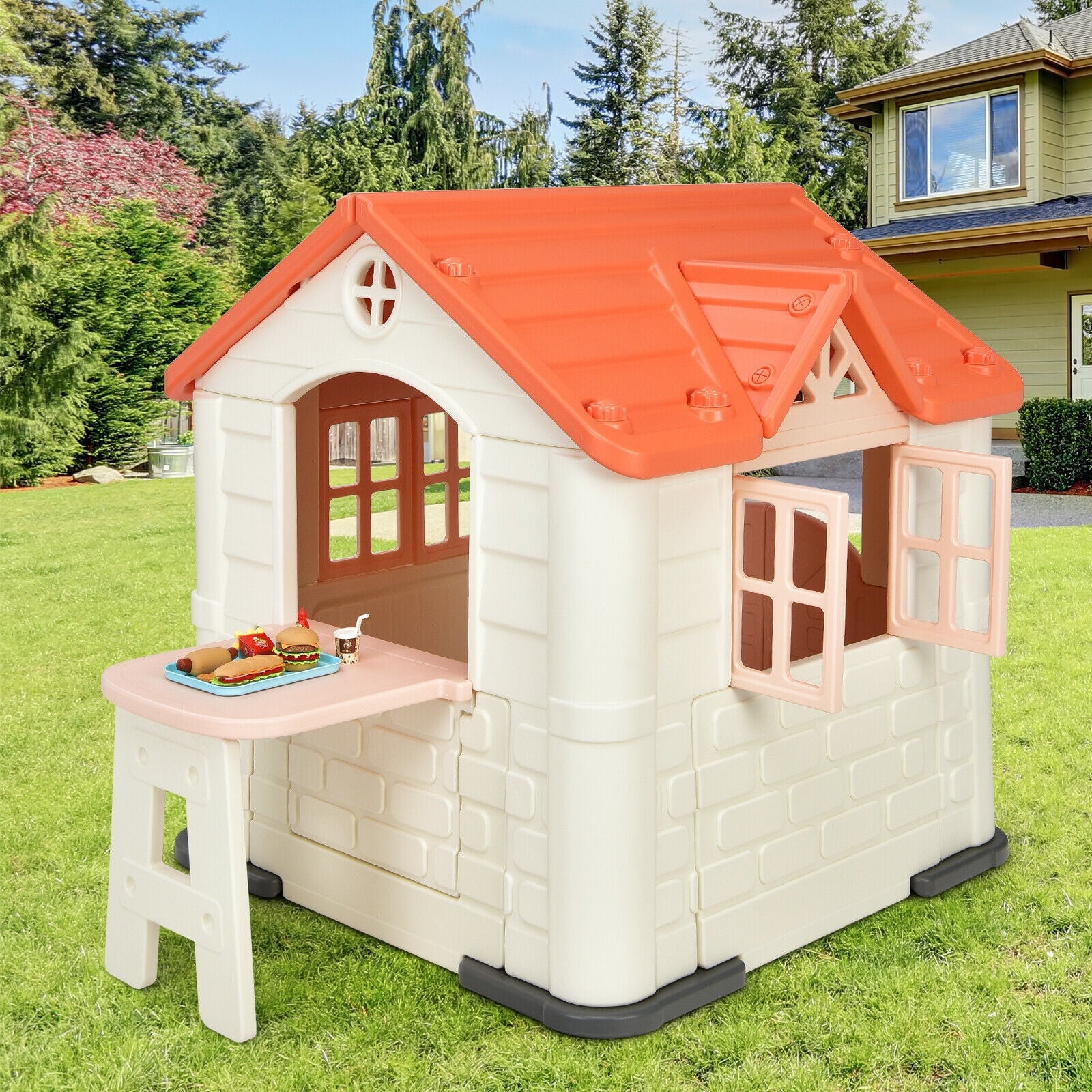 Kids Playhouse Pretend Toy House, 7 Piece Set, Pink Play Tents & Playhouse at Gallery Canada