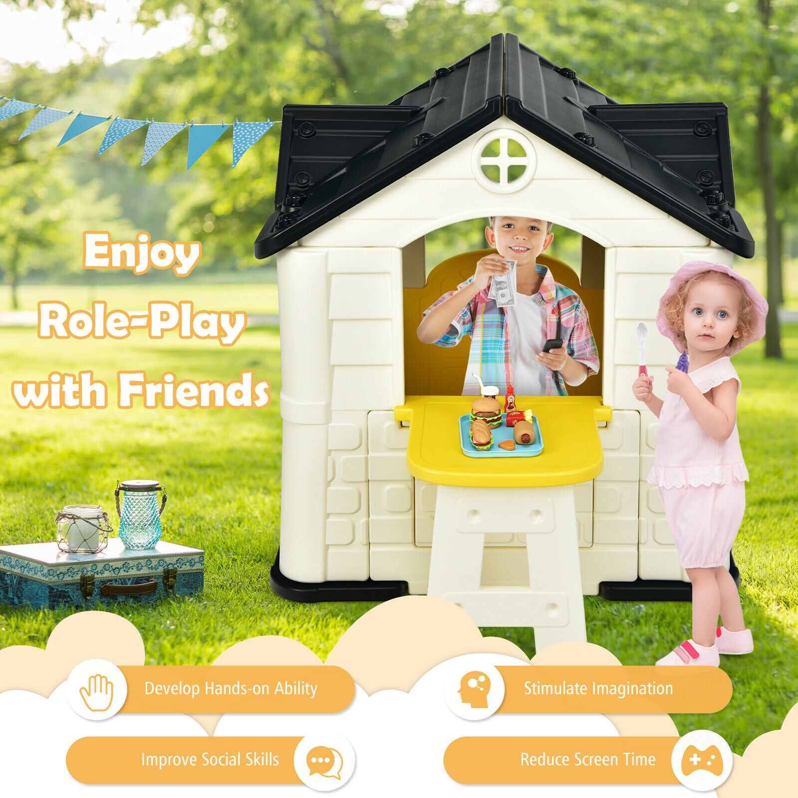 Kids Playhouse Toy Set, 7 Pieces, Yellow Play Tents & Playhouse at Gallery Canada