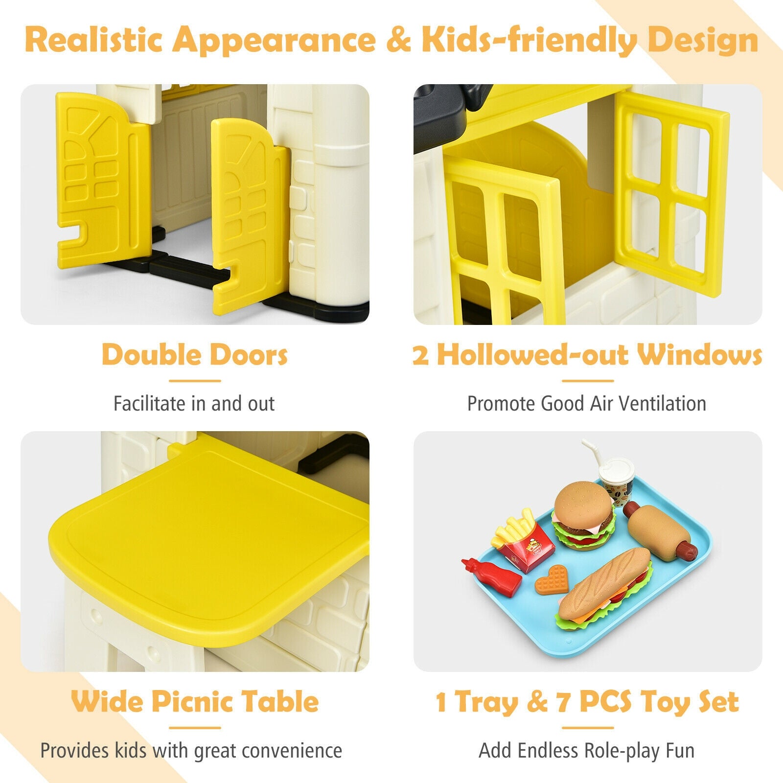 Kids Playhouse Toy Set, 7 Pieces, Yellow Play Tents & Playhouse at Gallery Canada