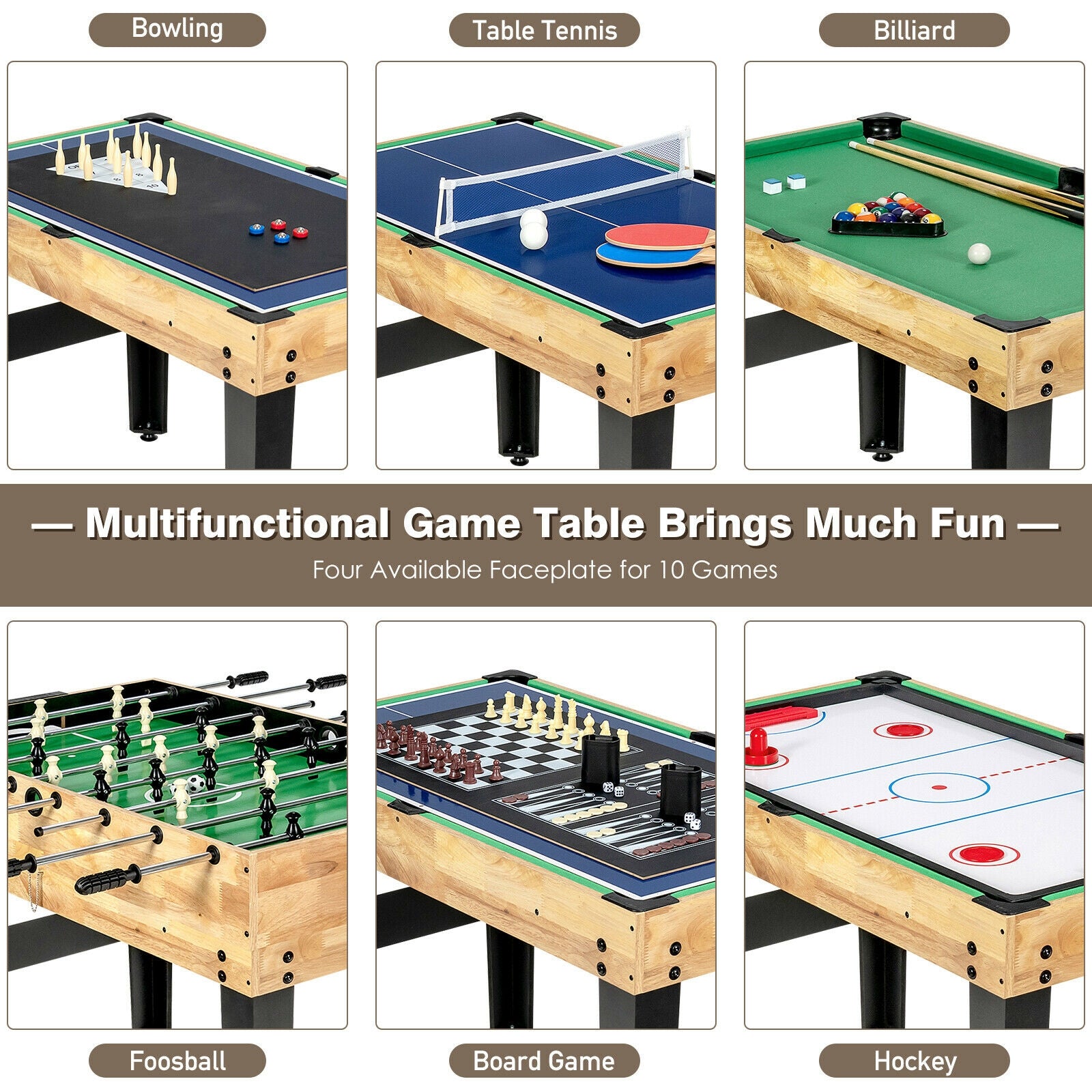10-In-1 Multi Combo Game Table Set, Multicolor Game Room at Gallery Canada