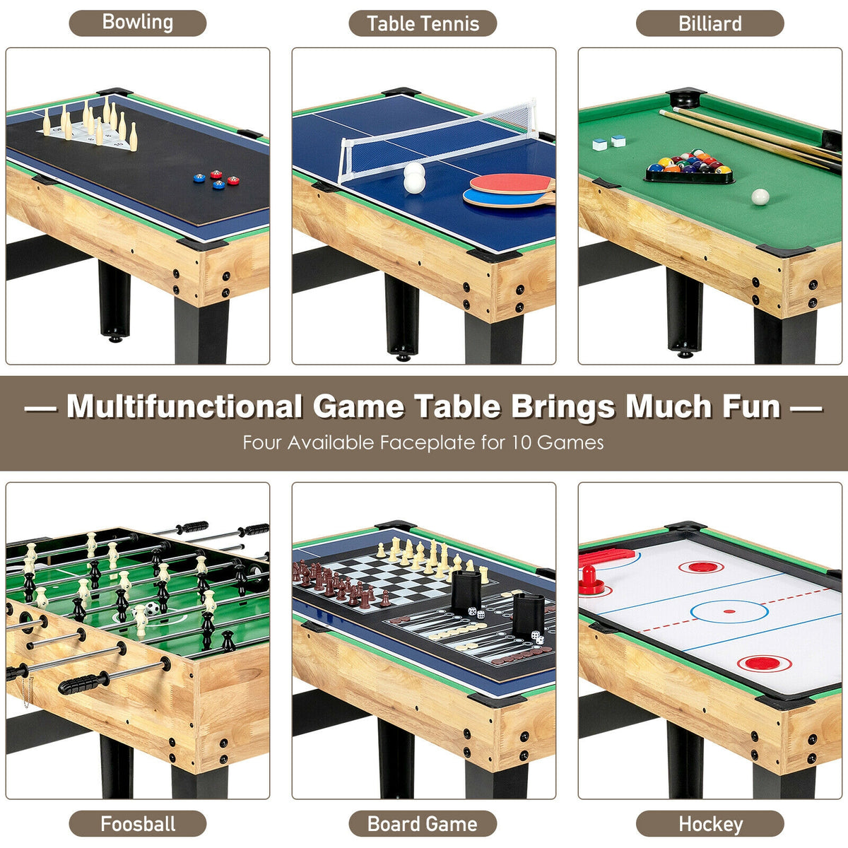 10-In-1 Multi Combo Game Table Set, Multicolor Game Room at Gallery Canada