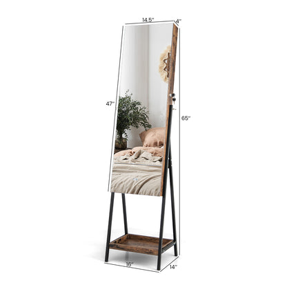 Lockable Jewelry Organizer, Full-Length Frameless Mirror, Rustic Brown Jewelry Armoires at Gallery Canada