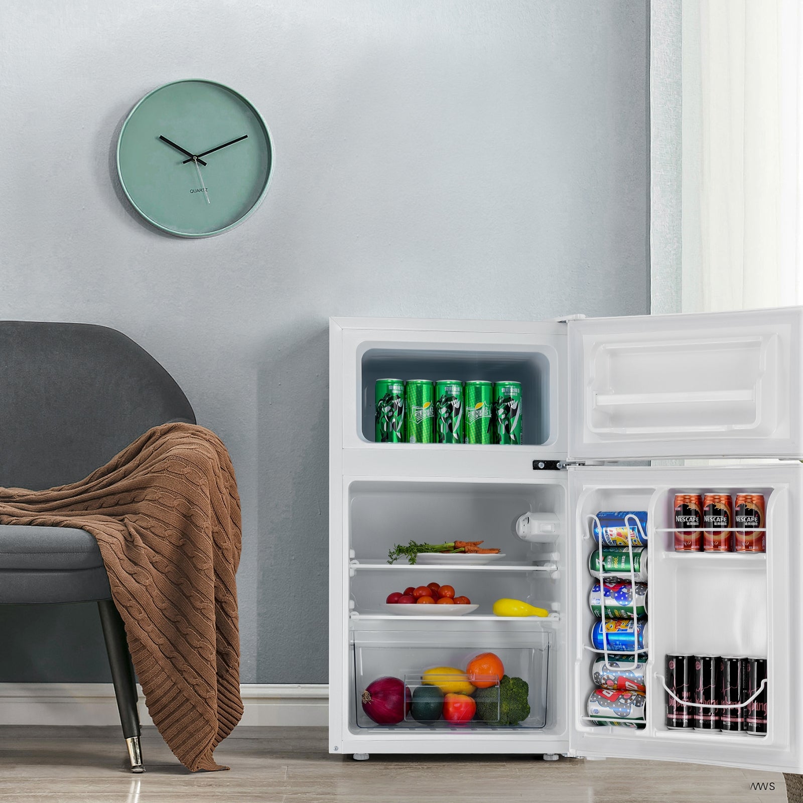 3.2 cu ft. Compact Stainless Steel Refrigerator, White Refrigerators at Gallery Canada