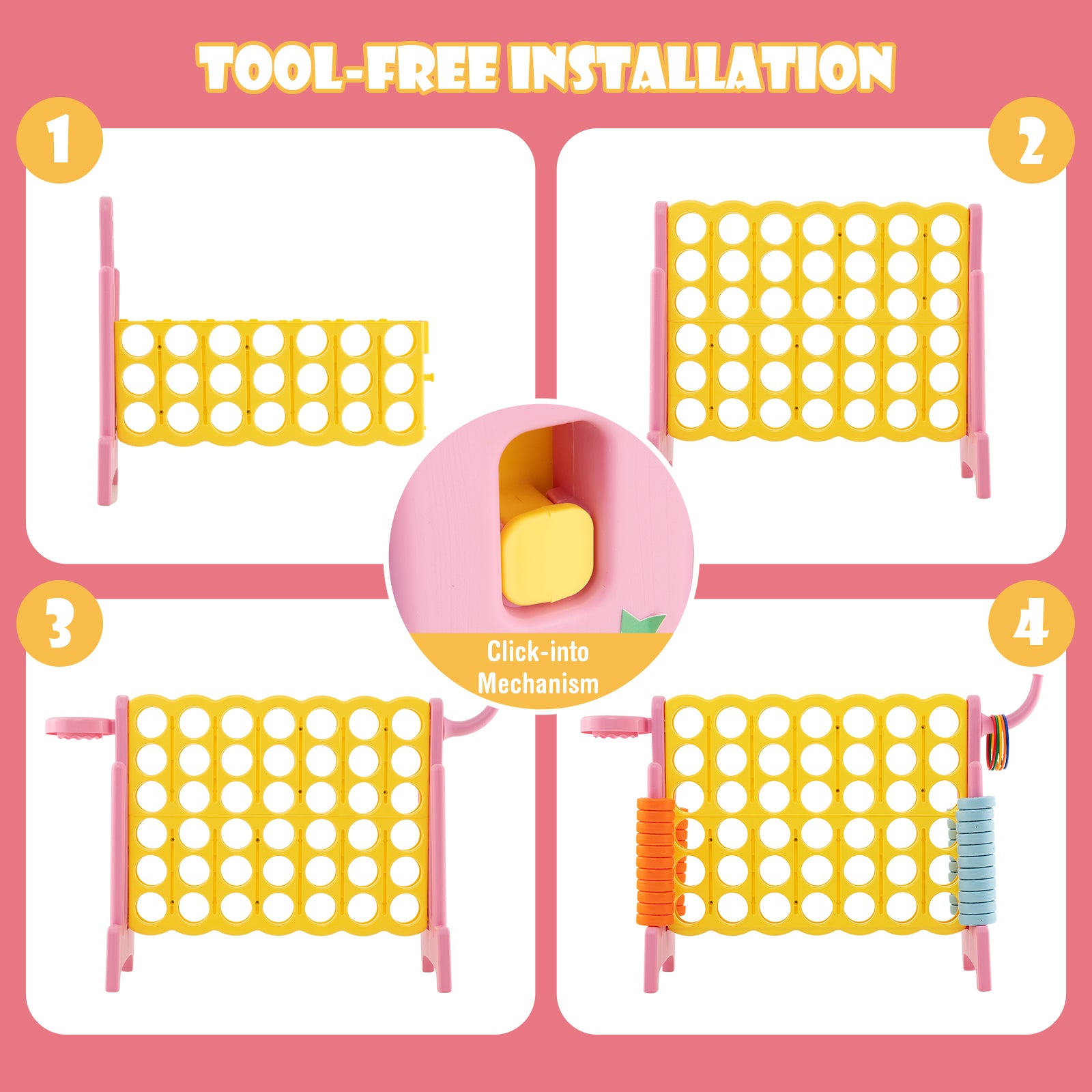 4-In-A-Row Connect Game, Basketball Hoop, Toss Ring, Pink Lawn Games at Gallery Canada