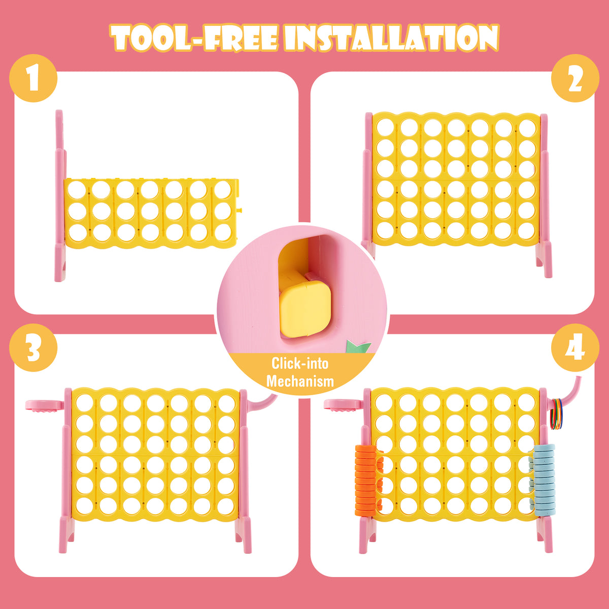 4-In-A-Row Connect Game, Basketball Hoop, Toss Ring, Pink Lawn Games at Gallery Canada