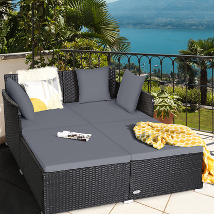 Outdoor Rattan Daybed With Upholstered Cushions, Gray Outdoor Sectionals at Gallery Canada