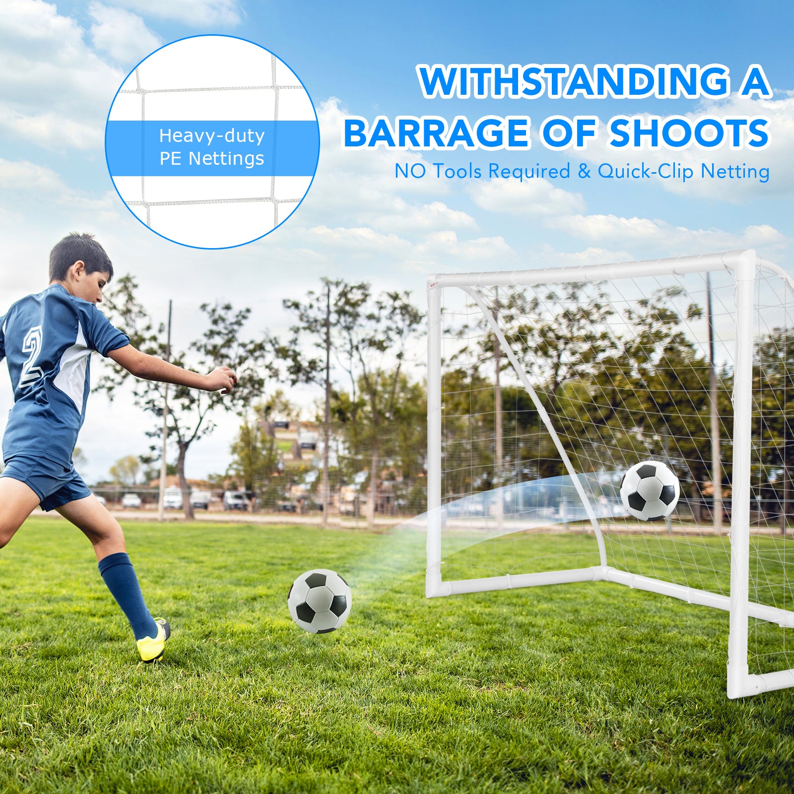 6 x 4 Feet Soccer Goal, Strong UPVC Frame, White Sport Equipments at Gallery Canada