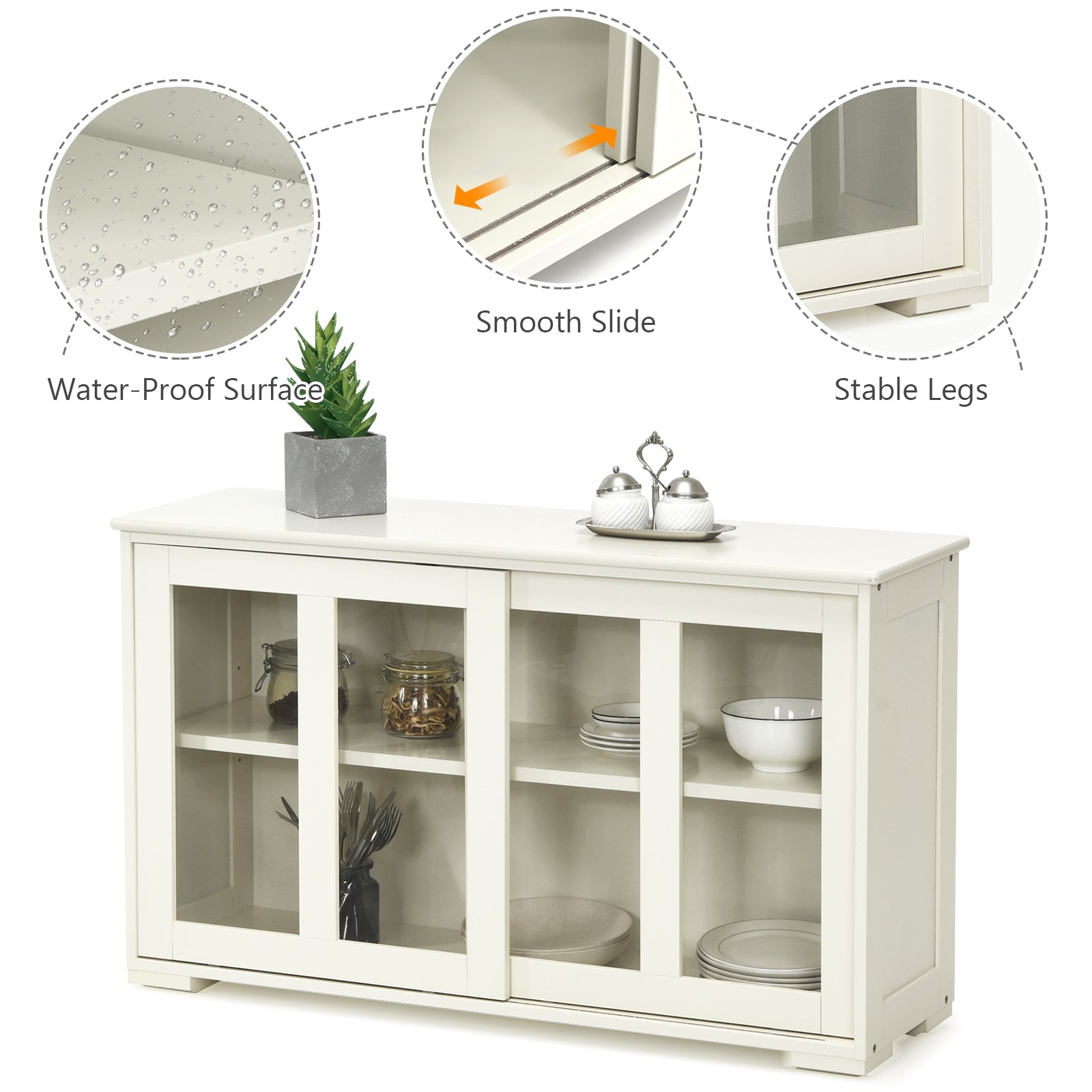 Sideboard Buffet Cabinet With Sliding Door, Antique White, White Sideboards Cabinets & Buffets at Gallery Canada