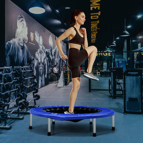 38 Inch Mini Folding Trampoline, Portable Fitness Backboard, Blue