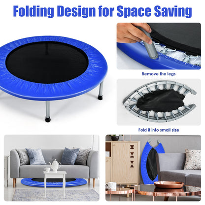 38 Inch Mini Folding Trampoline, Portable Fitness Backboard, Blue Trampolines at Gallery Canada