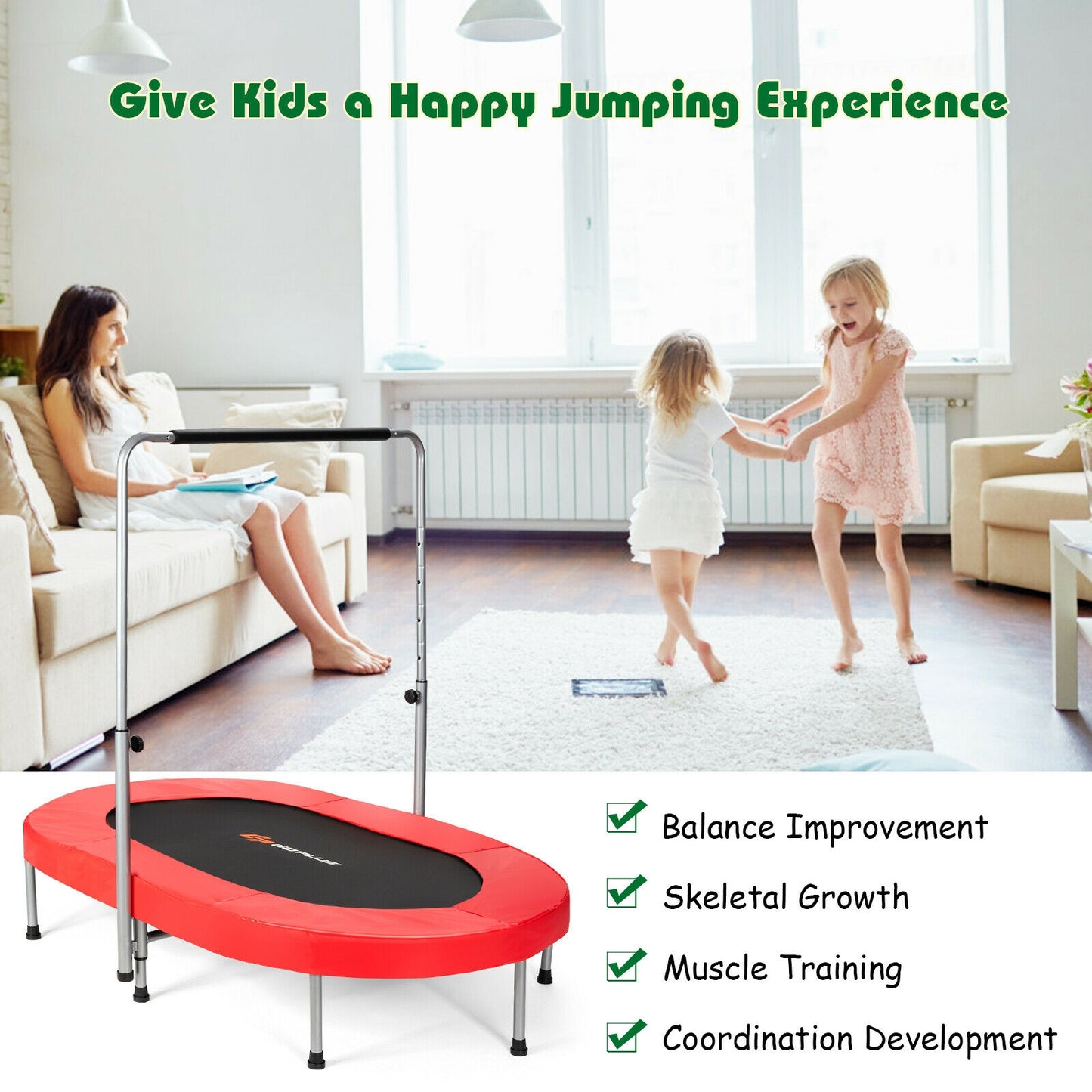 2-Person Foldable Mini Kids Rebounder Trampoline, Red Trampolines at Gallery Canada