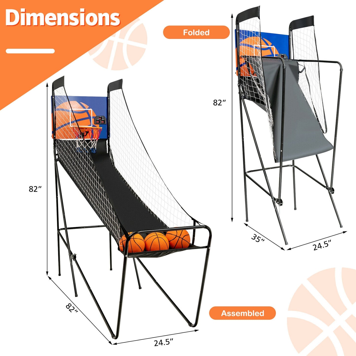 Foldable Single Shot Basketball Arcade Game, Electronic Scorer, Black Game Room at Gallery Canada