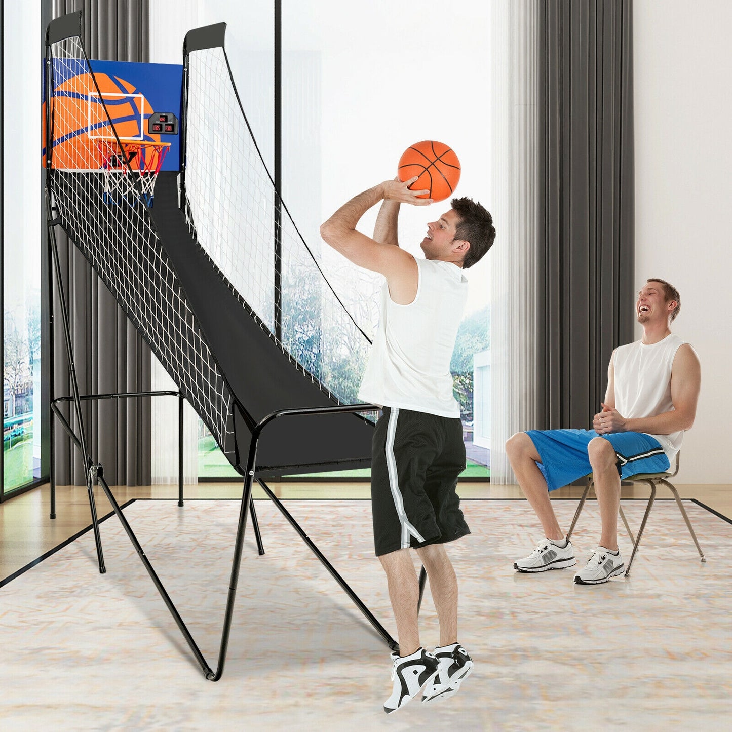 Foldable Single Shot Basketball Arcade Game, Electronic Scorer, Black Game Room at Gallery Canada