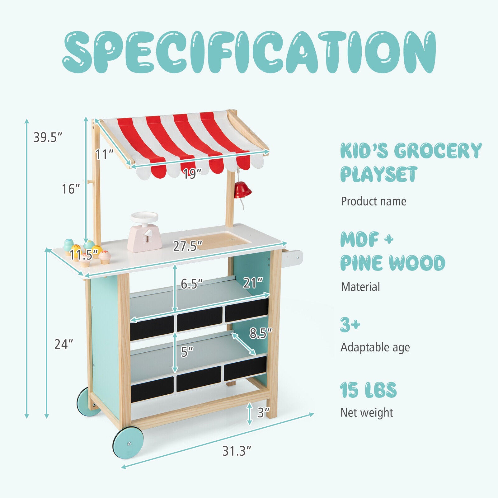 Kids Wooden Ice Cream Cart, With Chalkboard And Storage, Red Play Kitchen Sets at Gallery Canada