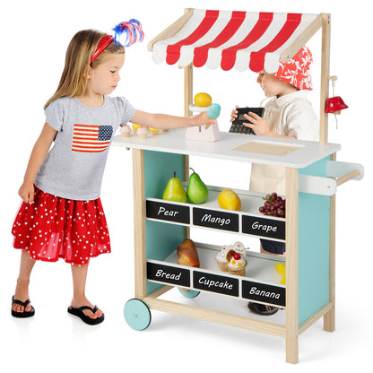 Kids Wooden Ice Cream Cart, With Chalkboard And Storage, Red Play Kitchen Sets at Gallery Canada