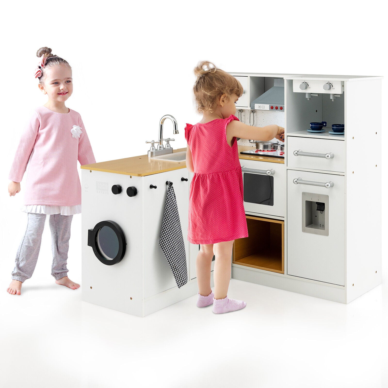 2-Piece Wooden Kids Kitchen Playset, Light And Sound, Multicolor Play Kitchen Sets at Gallery Canada