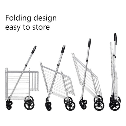 Folding Shopping Cart, Adjustable Handle, Silver Kitchen Tools at Gallery Canada