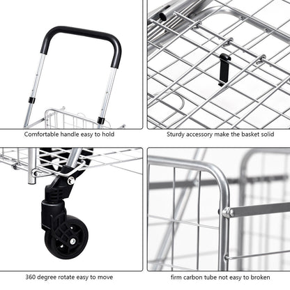 Folding Shopping Cart, Adjustable Handle, Silver Kitchen Tools at Gallery Canada