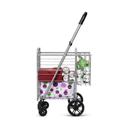 Folding Shopping Cart, Adjustable Handle, Silver Kitchen Tools at Gallery Canada