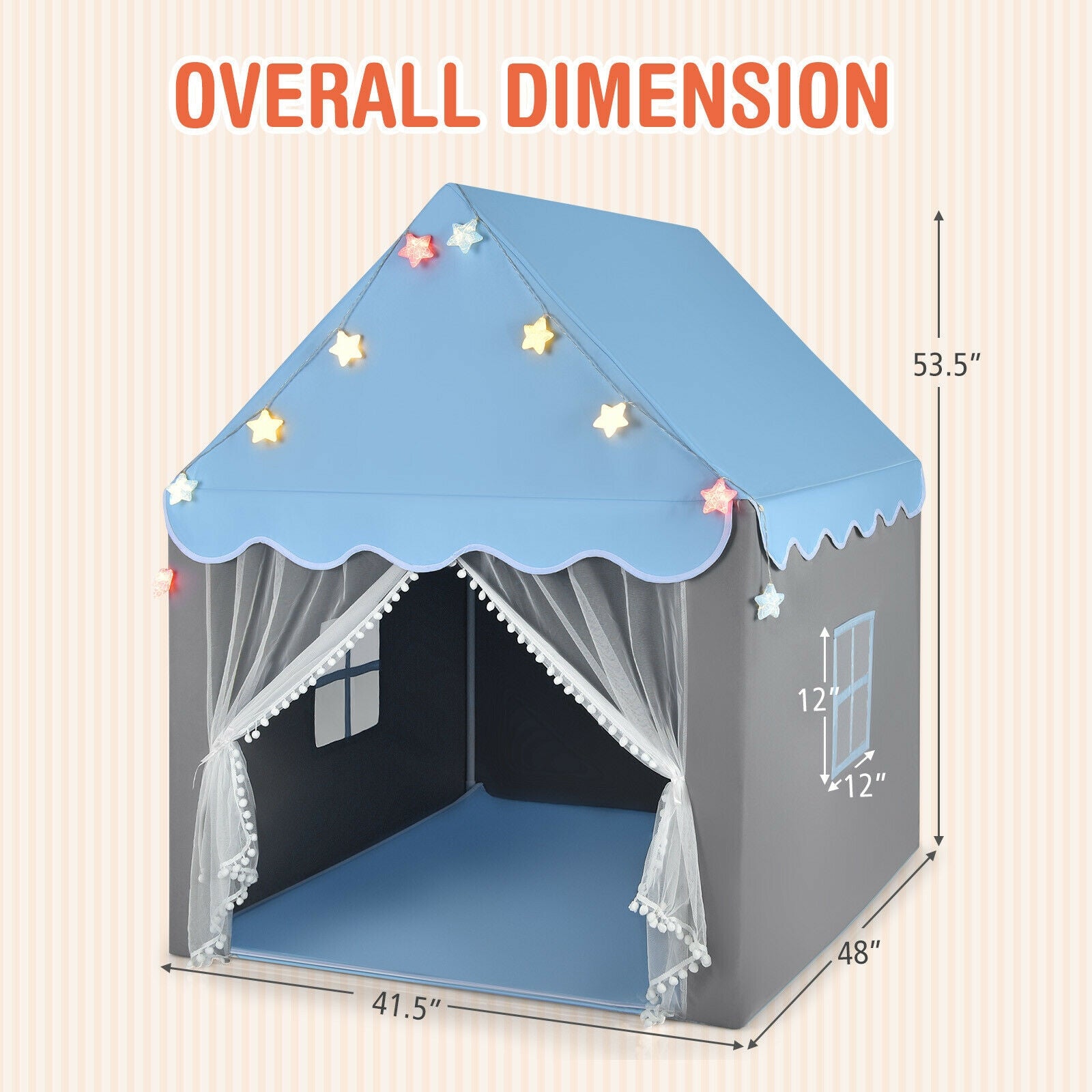 Kids Playhouse Tent With Star Lights, Mat, Blue Play Tents & Playhouse at Gallery Canada