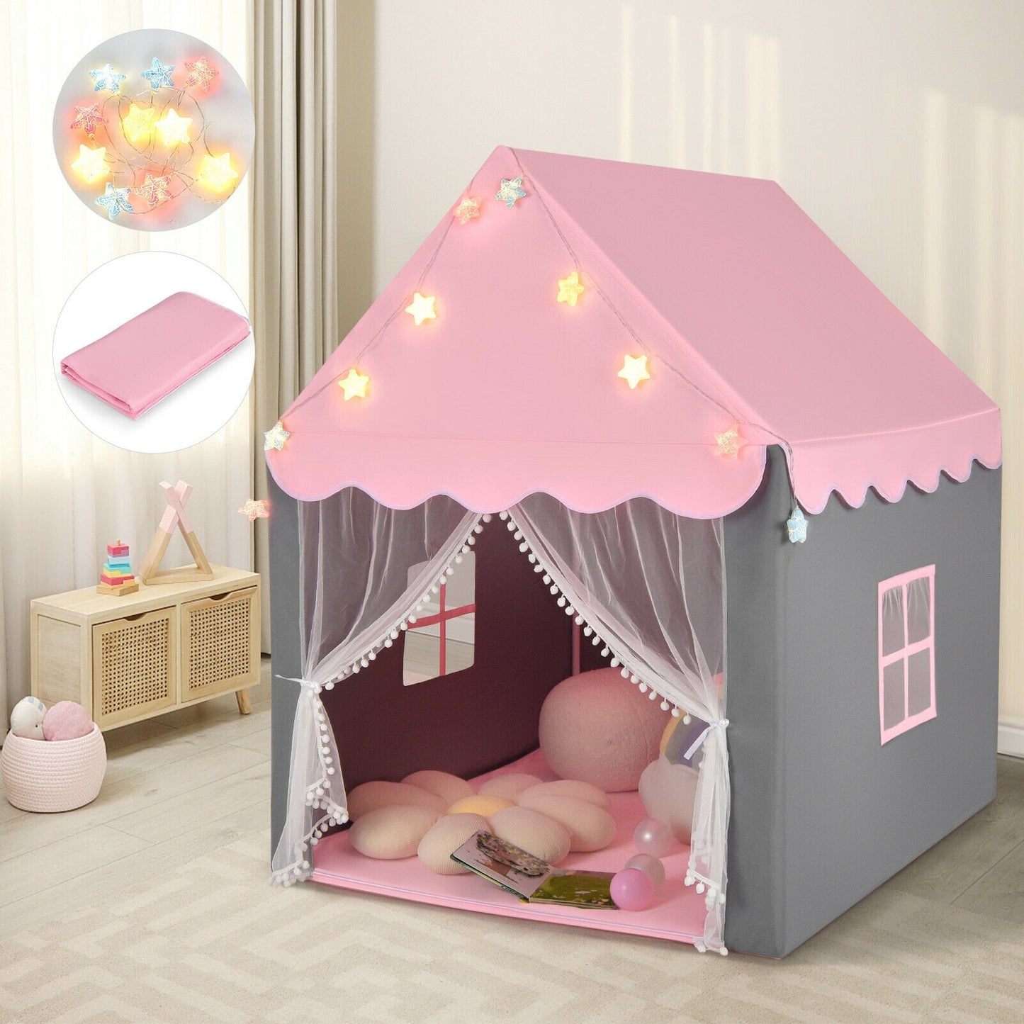 Kids Playhouse Tent With Star Lights, Pink Play Tents & Playhouse at Gallery Canada