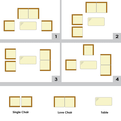 4 Pcs Rattan Cushioned Sofa Set, Tempered Glass Coffee Table, Red Patio Conversation Sets at Gallery Canada