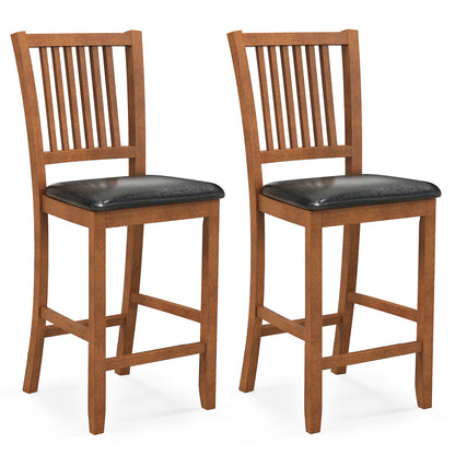 2-Piece Bar Chair Set, Counter Height Stool With Backrest, Walnut Bar Stools Walnut at Gallery Canada