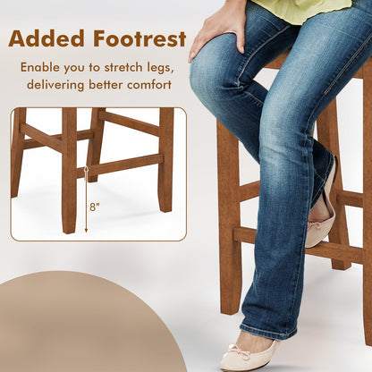 2-Piece Bar Chair Set, Counter Height Stool With Backrest, Walnut Bar Stools at Gallery Canada