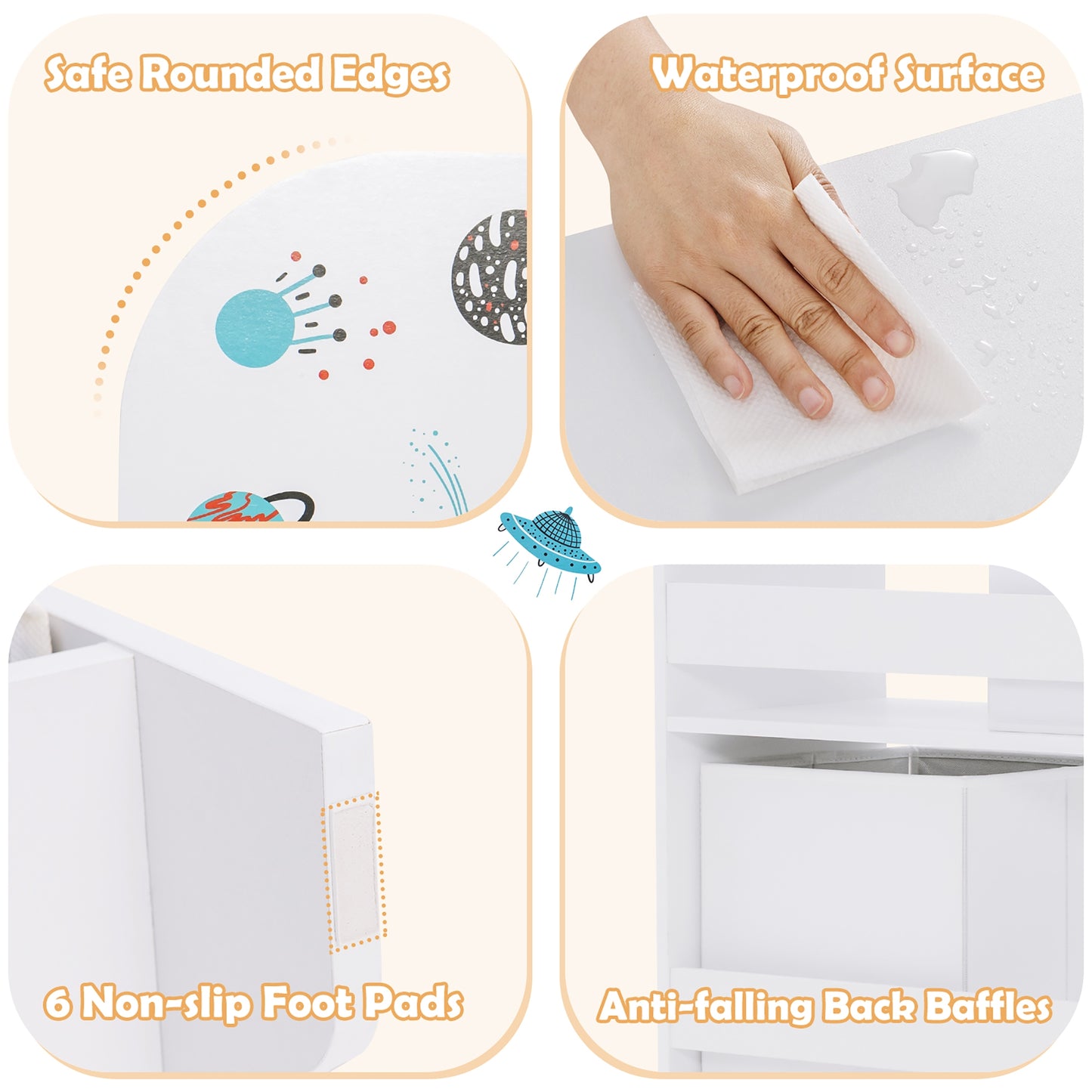 Kids Wooden Storage Cabinet, With Storage Bins, White Kids Storage at Gallery Canada