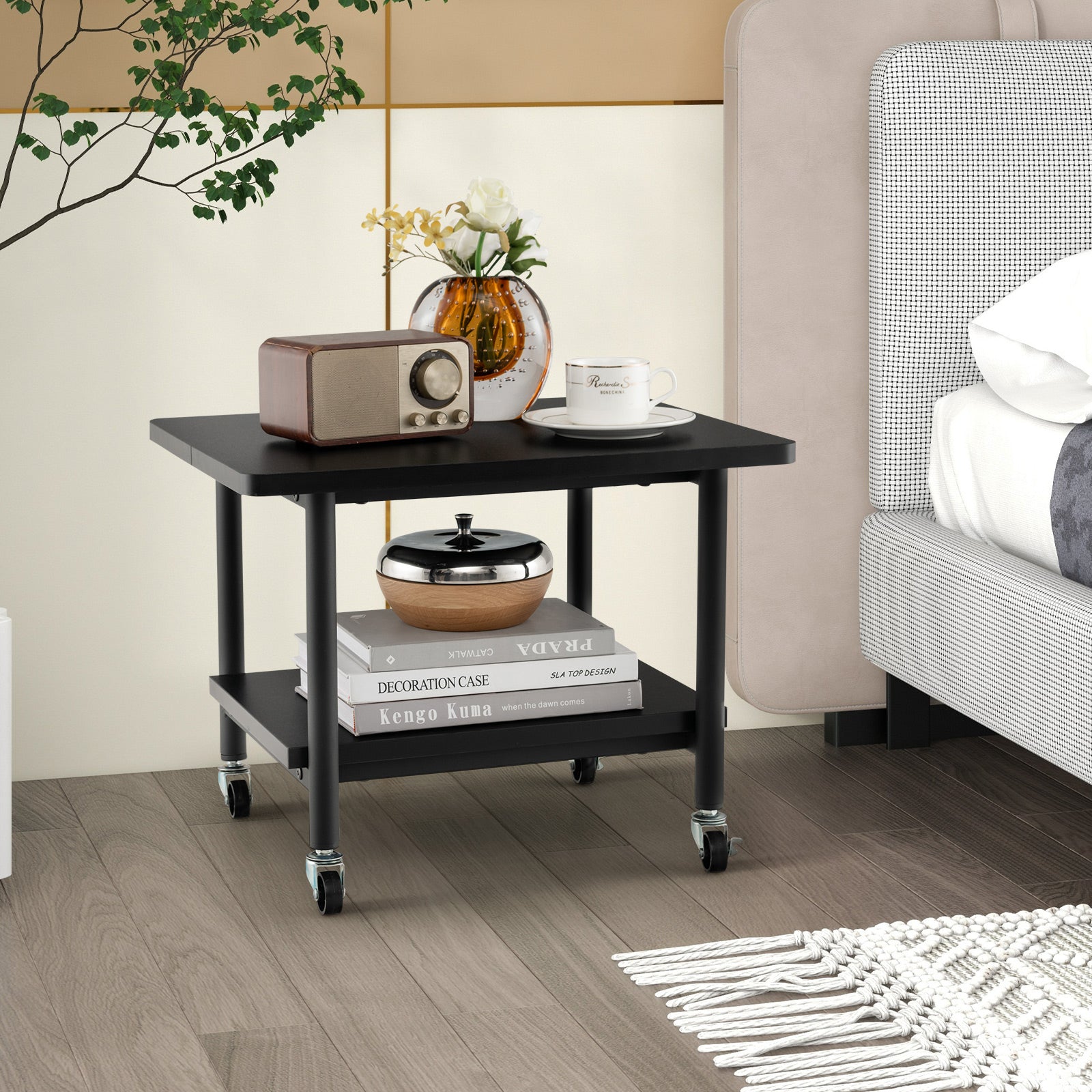 Under Desk Printer Stand, 4 Wheels With Lock, Black Laptop Tables & Printer Stands at Gallery Canada