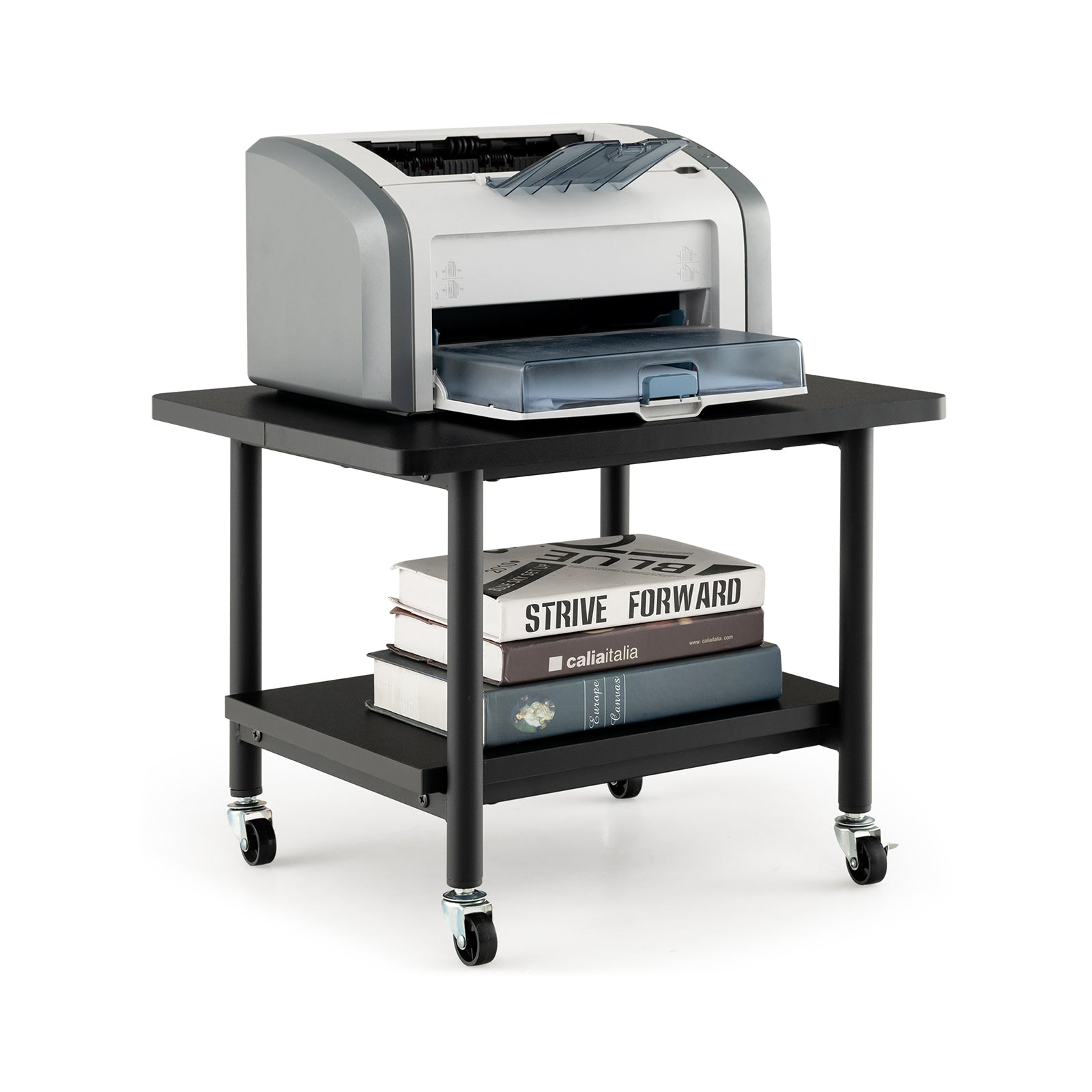 Under Desk Printer Stand, 4 Wheels With Lock, Black Laptop Tables & Printer Stands at Gallery Canada