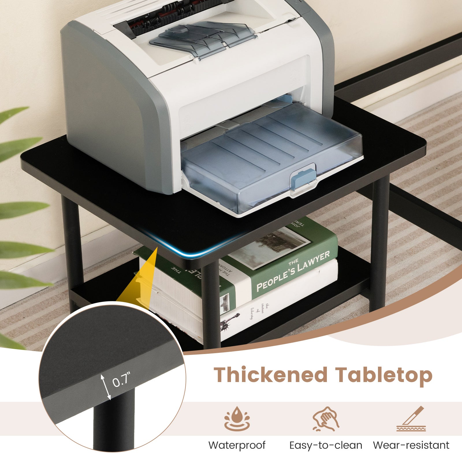 Under Desk Printer Stand, 4 Wheels With Lock, Black Laptop Tables & Printer Stands at Gallery Canada