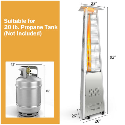 42,000 BTU Stainless Steel Pyramid Patio Heater With Wheels, Silver Patio Heaters at Gallery Canada
