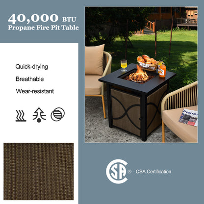25 Inch 40000 BTU Propane Fire Pit Table, With Lid And Fire Glass, Multicolor Fire Pits at Gallery Canada