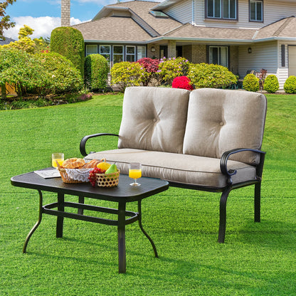 Patio Loveseat Bench Table Set, 2 Pieces, Beige Patio Conversation Sets at Gallery Canada