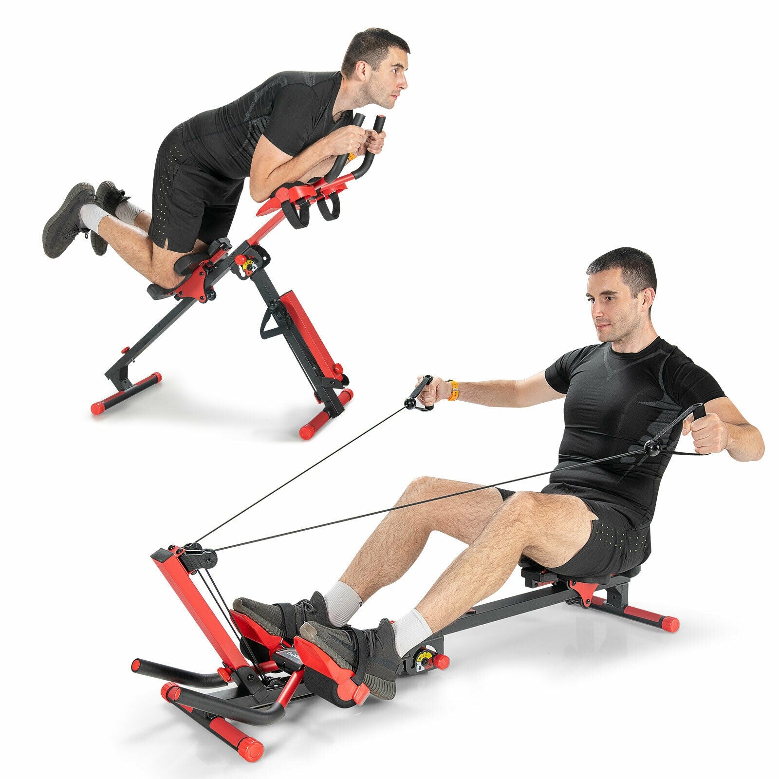 4-in-1 Folding Rowing Machine, Control Panel, Home Gym, Red Rowing Machines at Gallery Canada