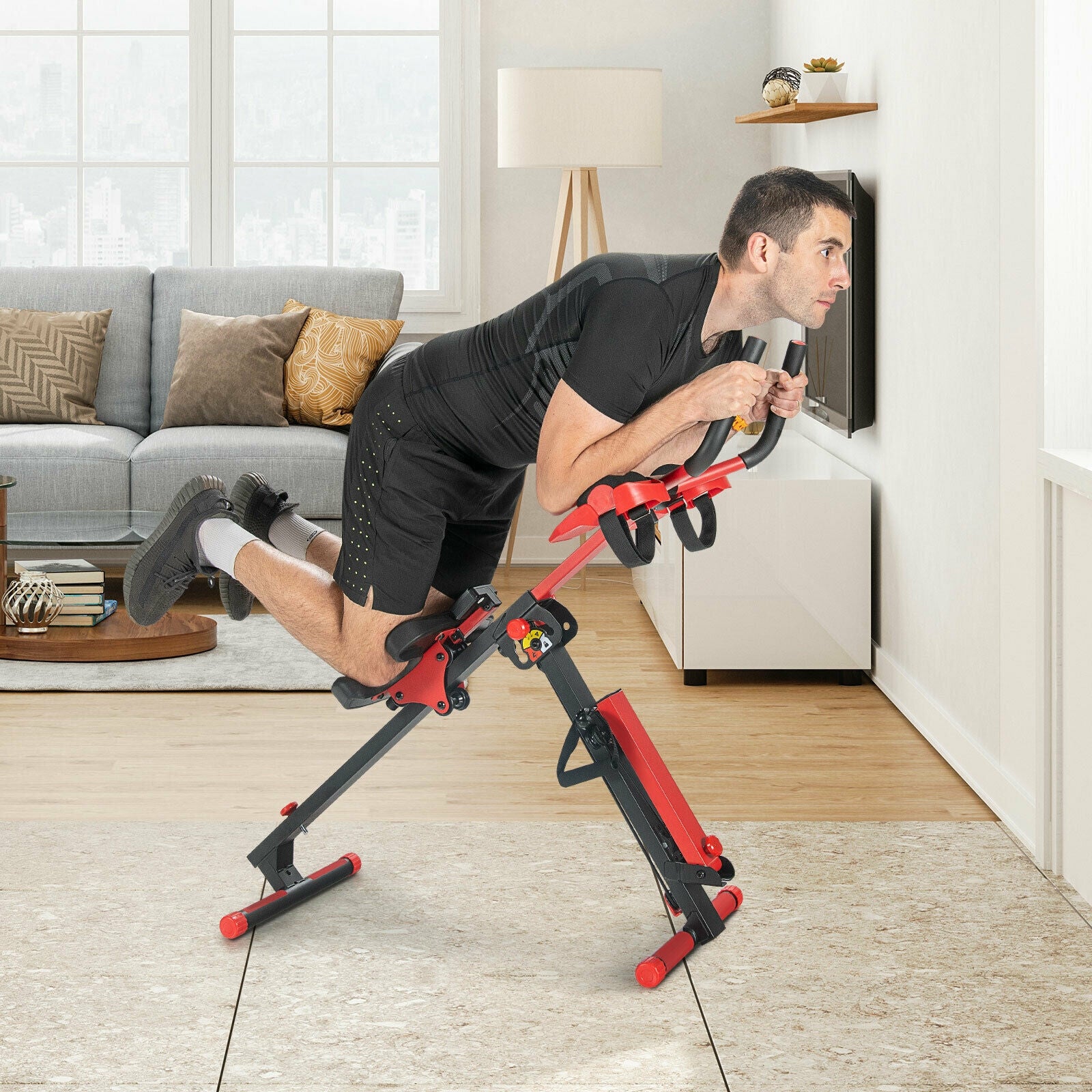 4-in-1 Folding Rowing Machine, Control Panel, Home Gym, Red Rowing Machines at Gallery Canada