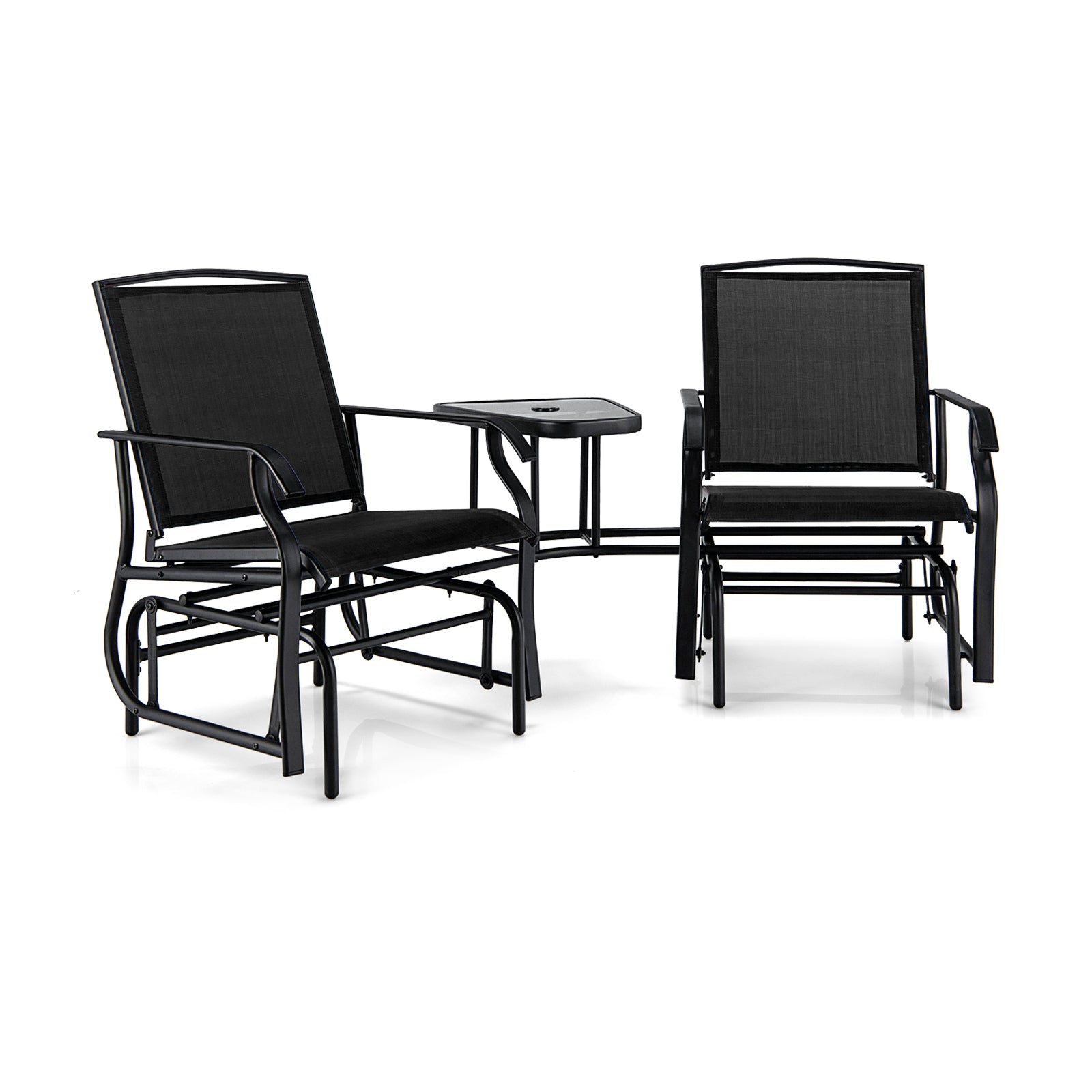 Double Swing Glider Rocker Chair Set, Black Patio Conversation Sets at Gallery Canada
