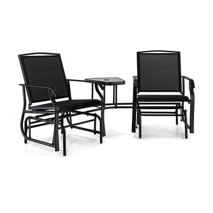 Double Swing Glider Rocker Chair Set, Black Patio Conversation Sets at Gallery Canada