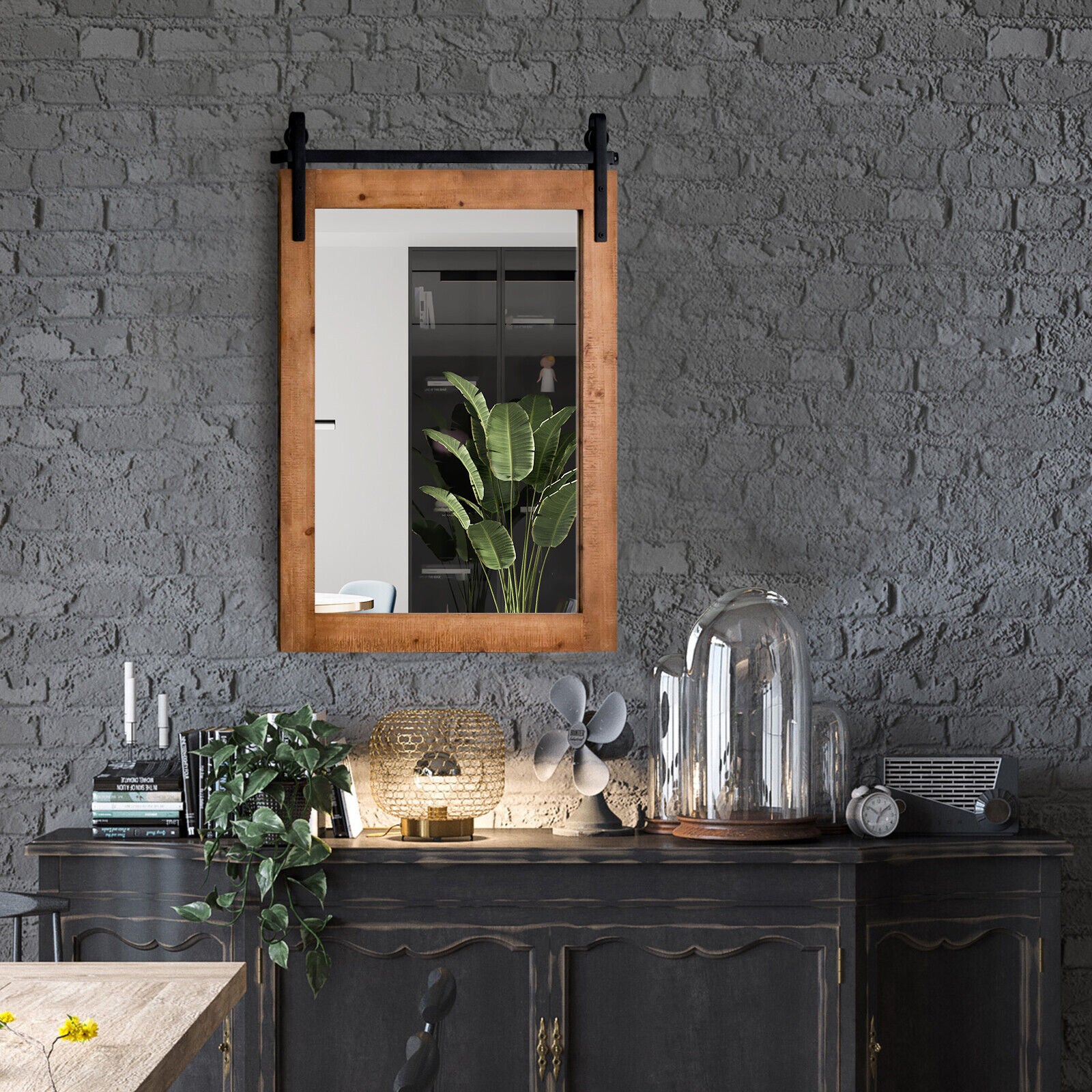 30 x 22 Inch Wall Mirror, Wood Frame, Brown Wall Mirrors at Gallery Canada