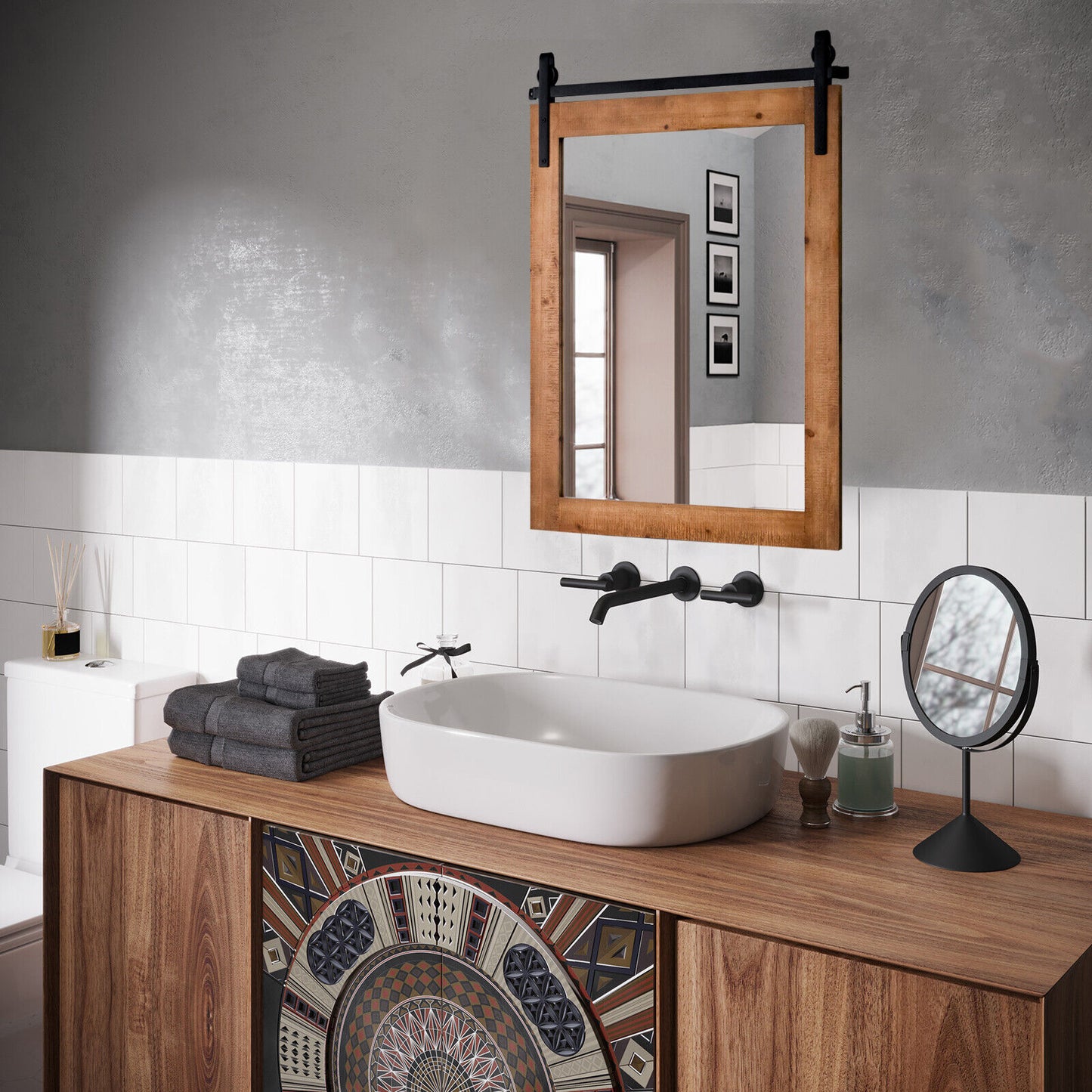 30 x 22 Inch Wall Mirror, Wood Frame, Brown Wall Mirrors at Gallery Canada