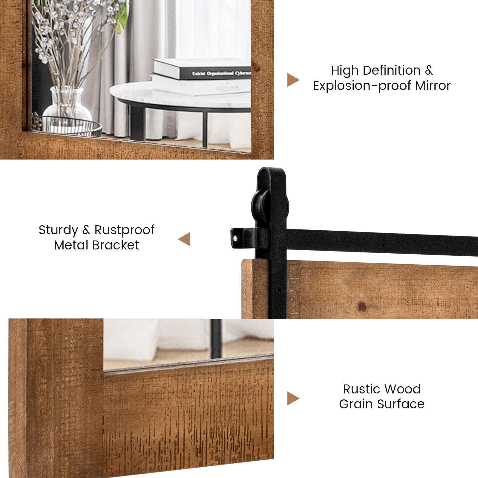 30 x 22 Inch Wall Mirror, Wood Frame, Brown Wall Mirrors at Gallery Canada