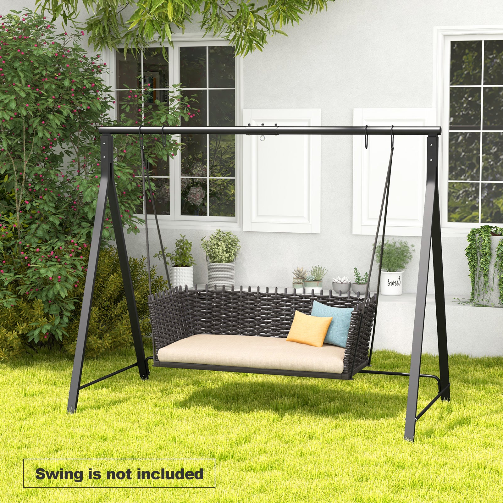 Patio Metal Swing Stand, A-Shaped Structure, Black Porch Swings at Gallery Canada