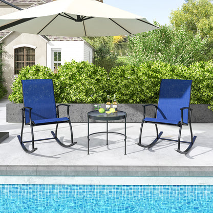 Outdoor Rocking Chairs, 2 Pieces, Breathable Backrest, Navy Patio Rocking Chairs & Gliders at Gallery Canada