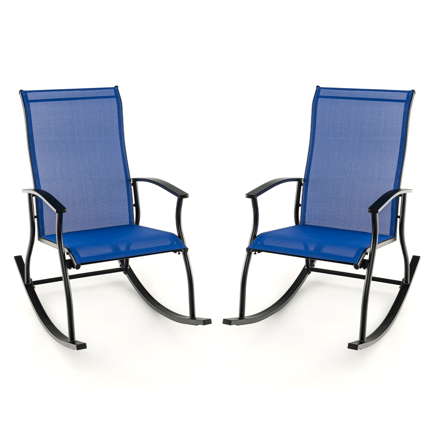 Outdoor Rocking Chairs, 2 Pieces, Breathable Backrest, Navy Patio Rocking Chairs & Gliders at Gallery Canada