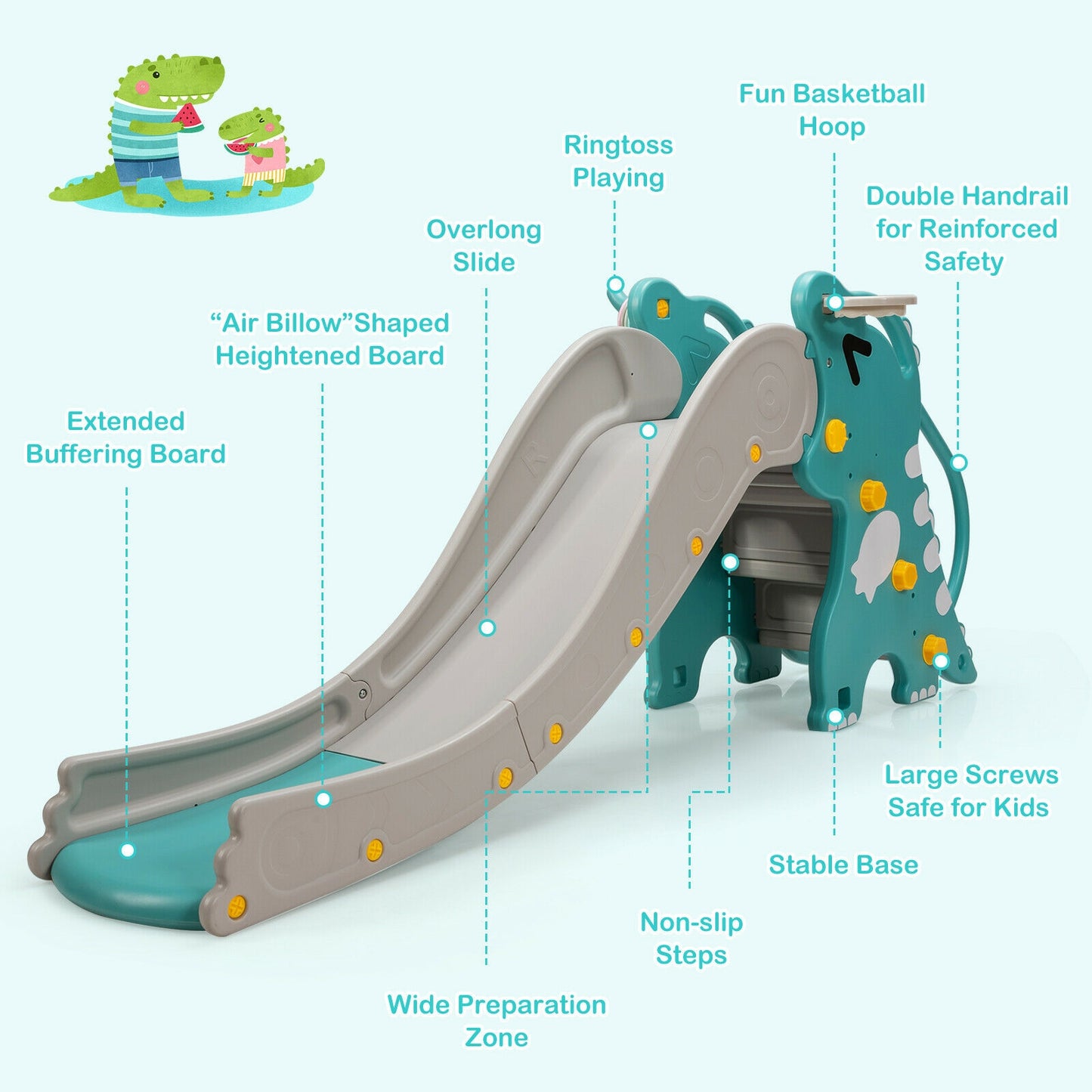 4-In-1 Kids Climber Slide Play Set, Basketball Hoop, Green Climbers & Slides at Gallery Canada