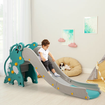 4-In-1 Kids Climber Slide Play Set, Basketball Hoop, Green Climbers & Slides at Gallery Canada