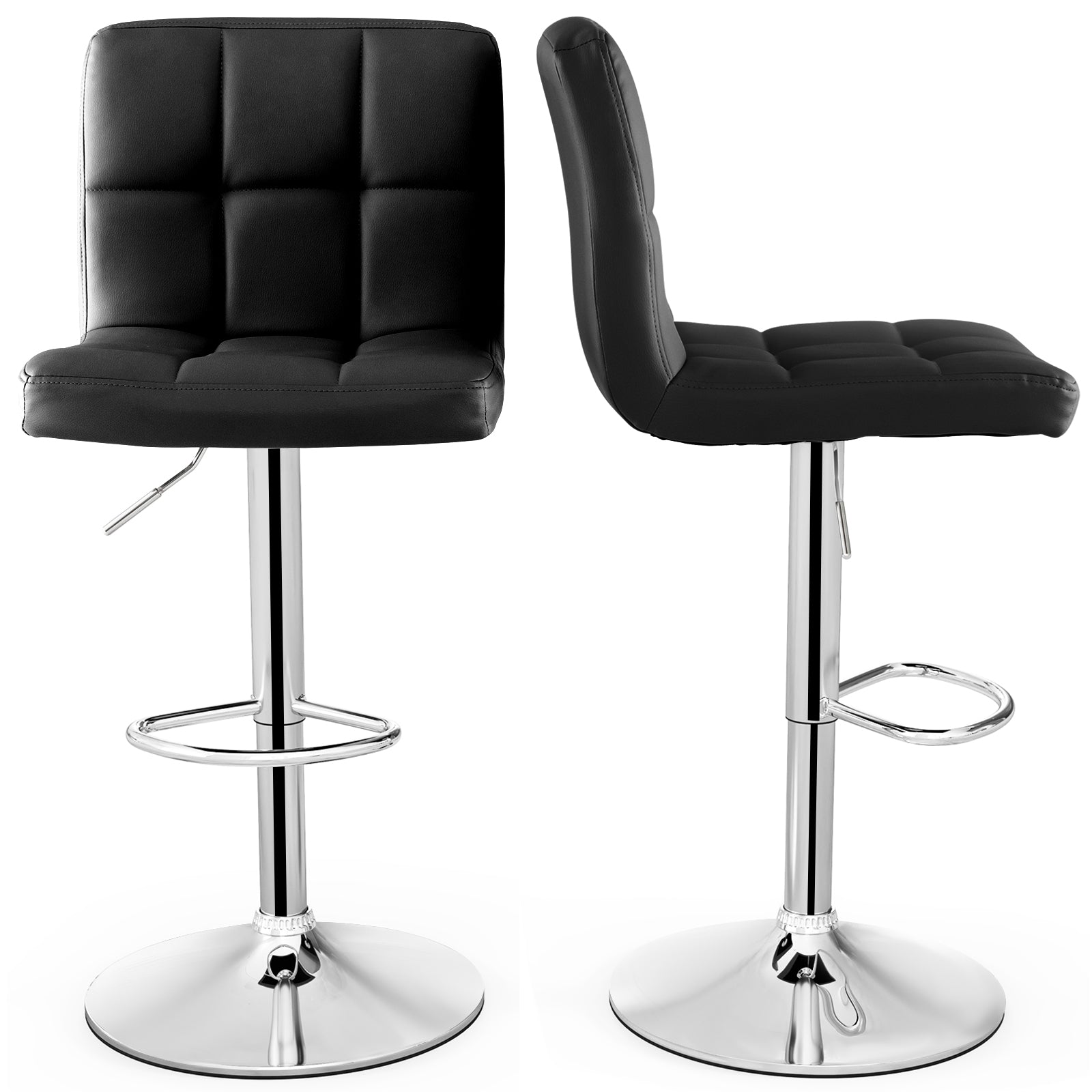 Adjustable Swivel Bar Stool, PU Leather, Black Bar Stools at Gallery Canada