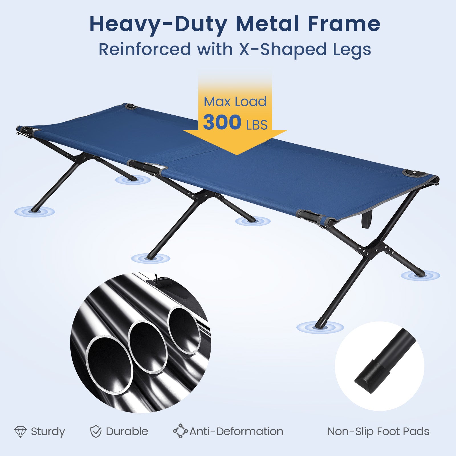Adults Kids Folding Camping Cot, Blue Camping Furniture at Gallery Canada