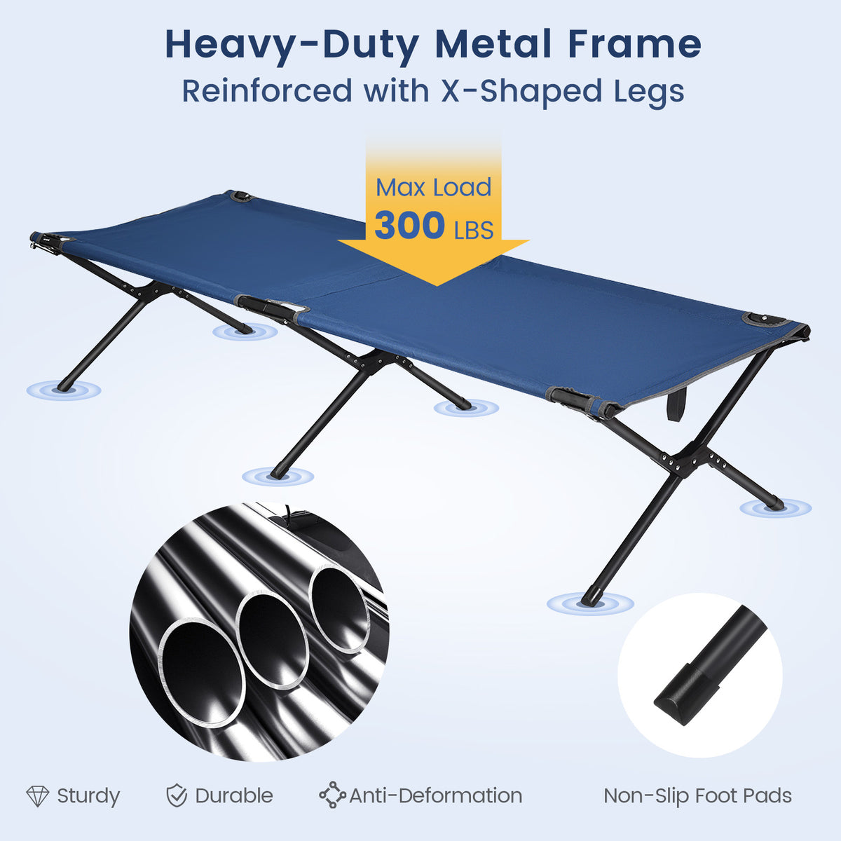Adults Kids Folding Camping Cot, Blue Camping Furniture at Gallery Canada